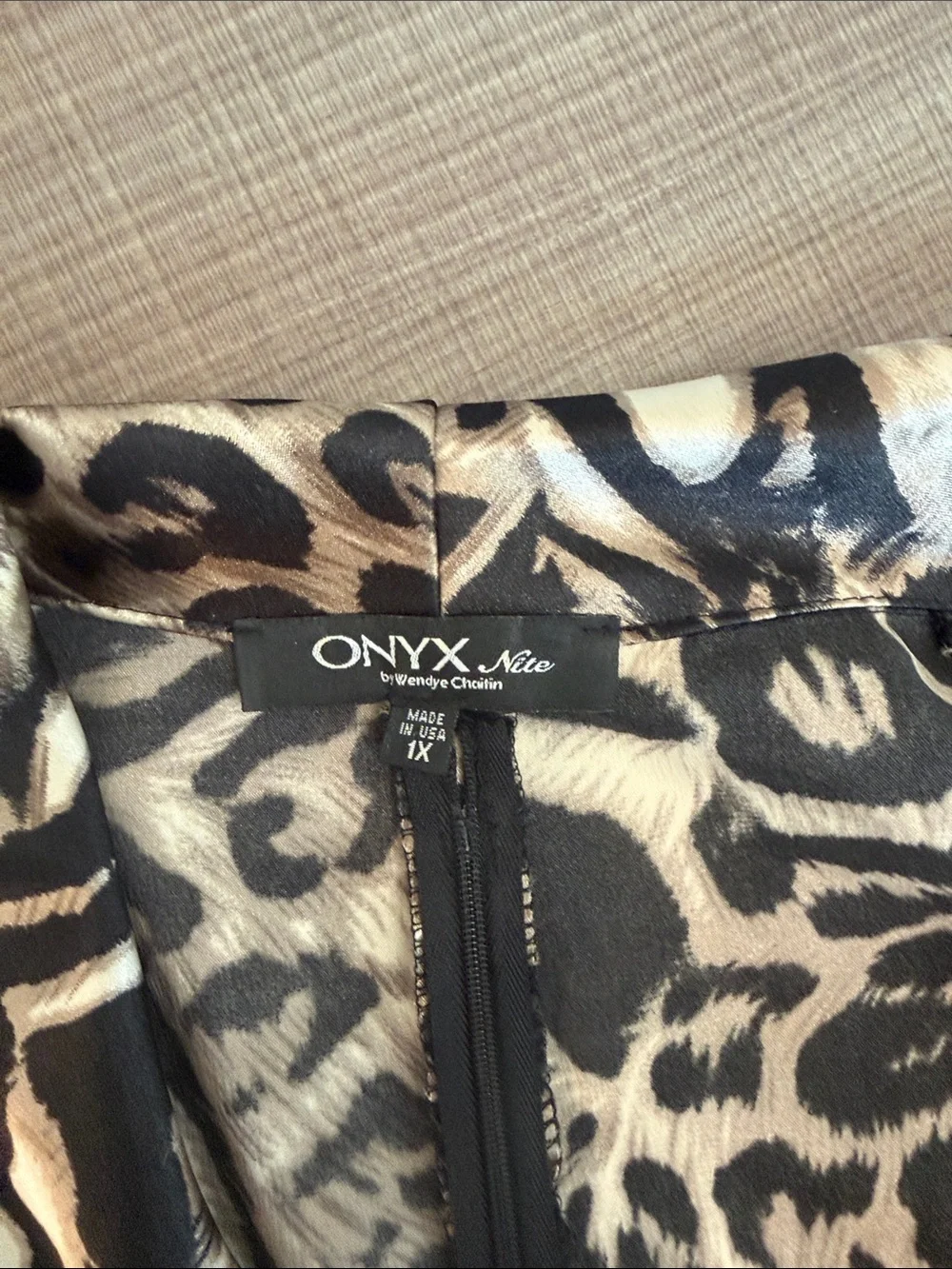 Onyx Animal Print Wrap Blouse - Black & Tan